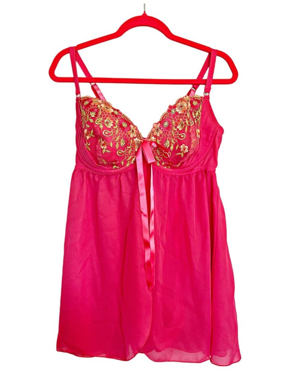 Cacique Babydoll Lingerie 2Pcs Sheer Lace Chemise Nightgown Underwear Plus 18/20 - Picture 6 of 12